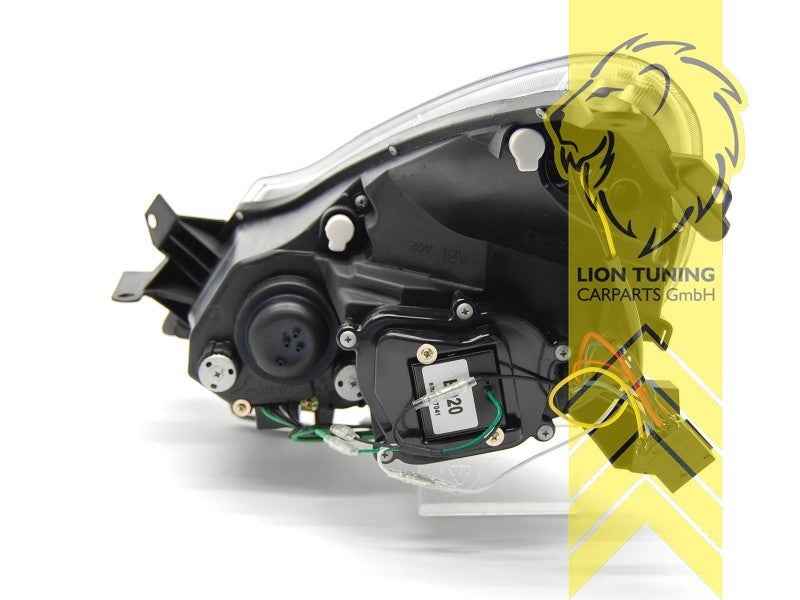 LTG Pair LED DRL Dynamic Lightbar Headlights Opel Corsa D 06-10 Black LHD