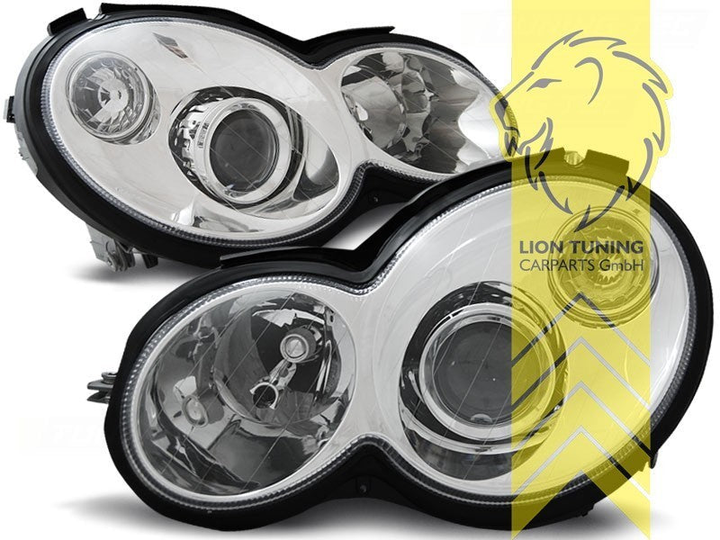 LTG Pair LED DRL Headlights Mercedes CL203 Sport Coupe 01-04 Chrome LHD