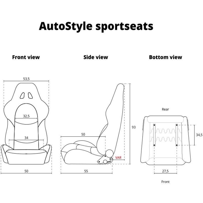 x2 Autostyle Black & Bright Blue Sports Car Bucket Seats Synth Leather +slides