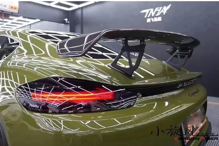 Aftermarket Porsche Boxster Cayman 718 981 987 GT4 Style Carbon Rear Spoiler Wing