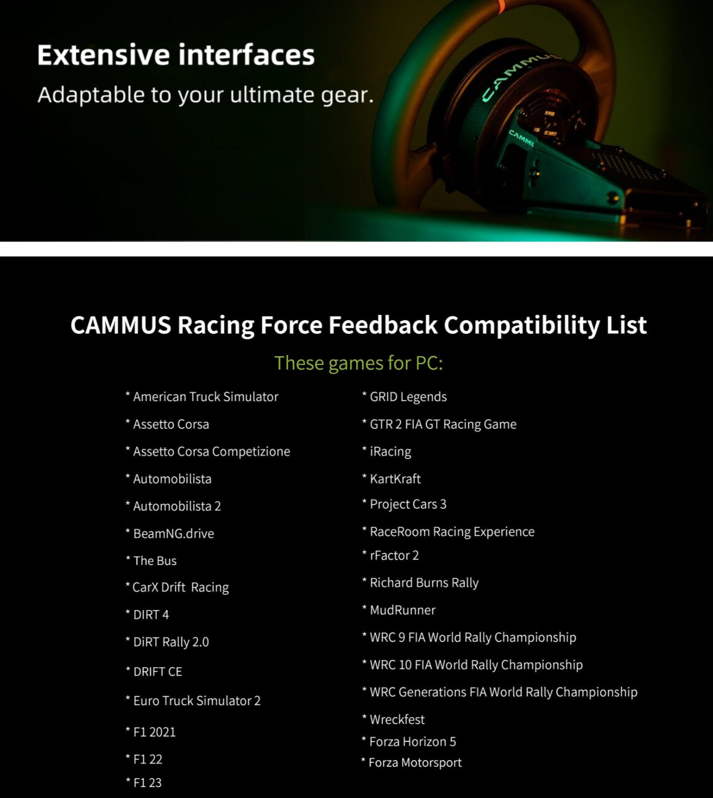 CAMMUS C5 2025 Upgraded Model - Direct Drive Racing Sim Simulator Steering Wheel