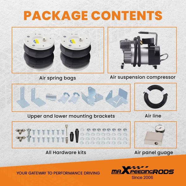MXPR Air Suspension Bag KIT + Compressor Ford Transit 2001-2024 RWD - 4000kg