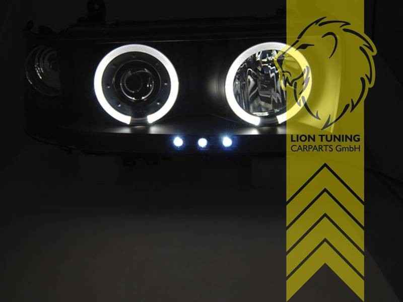 LTG Pair LED Halo DRL Headlights Toyota Land Cruiser FJ 80 J8 Black EXPORT ONLY