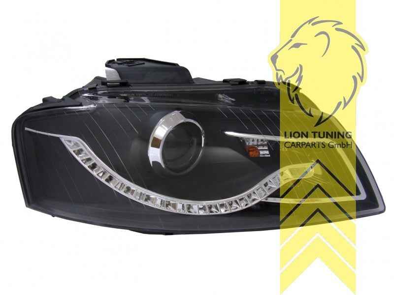 LTG Pair LED DRL Lightbar Headlights Audi A3 8P black 8PA 03-08 LHD