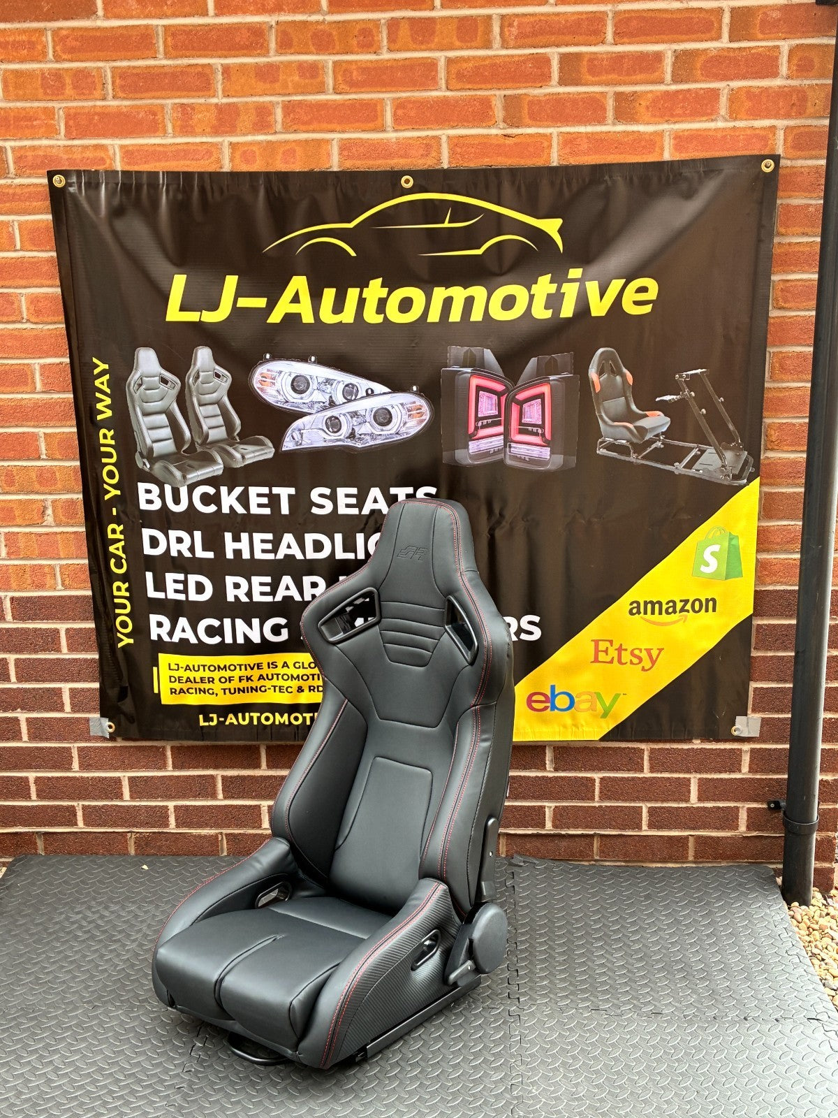 UK Stock Simoni Racing Emerson Universal Supercar Bucket Seat x1 Black Carbon Red Stitch