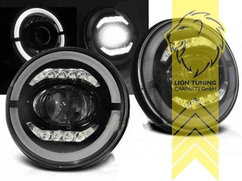 LTG Pair LED DRL Halo Ring Lightbar Headlights Jeep Wrangler TJ LJ JK 96-18 LHD