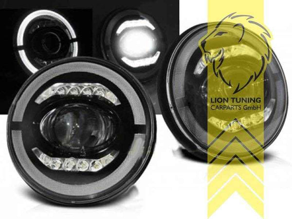 LTG Pair LED DRL Halo Ring Lightbar Headlights Jeep Wrangler TJ LJ JK 96-18 LHD