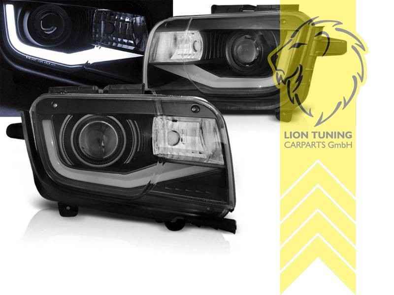 LTG Pair LED Halo DRL Headlights Chevrolet Camaro 5 09-13 Black EXPORT ONLY
