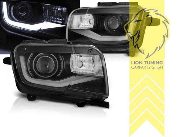 LTG Pair LED Halo DRL Headlights Chevrolet Camaro 5 09-13 Black EXPORT ONLY