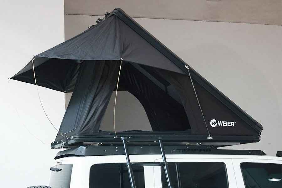 WEIER Aluminum Clamshell Hard Shell Triangle Roof Top Tent 2P + Mattress Ladder