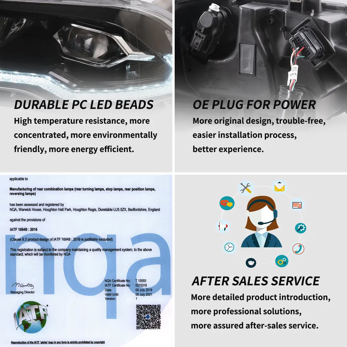 VLAND EU Pair Ford Mustang 6 18-22 LED DRL Lightbar Halo Headlights LHD