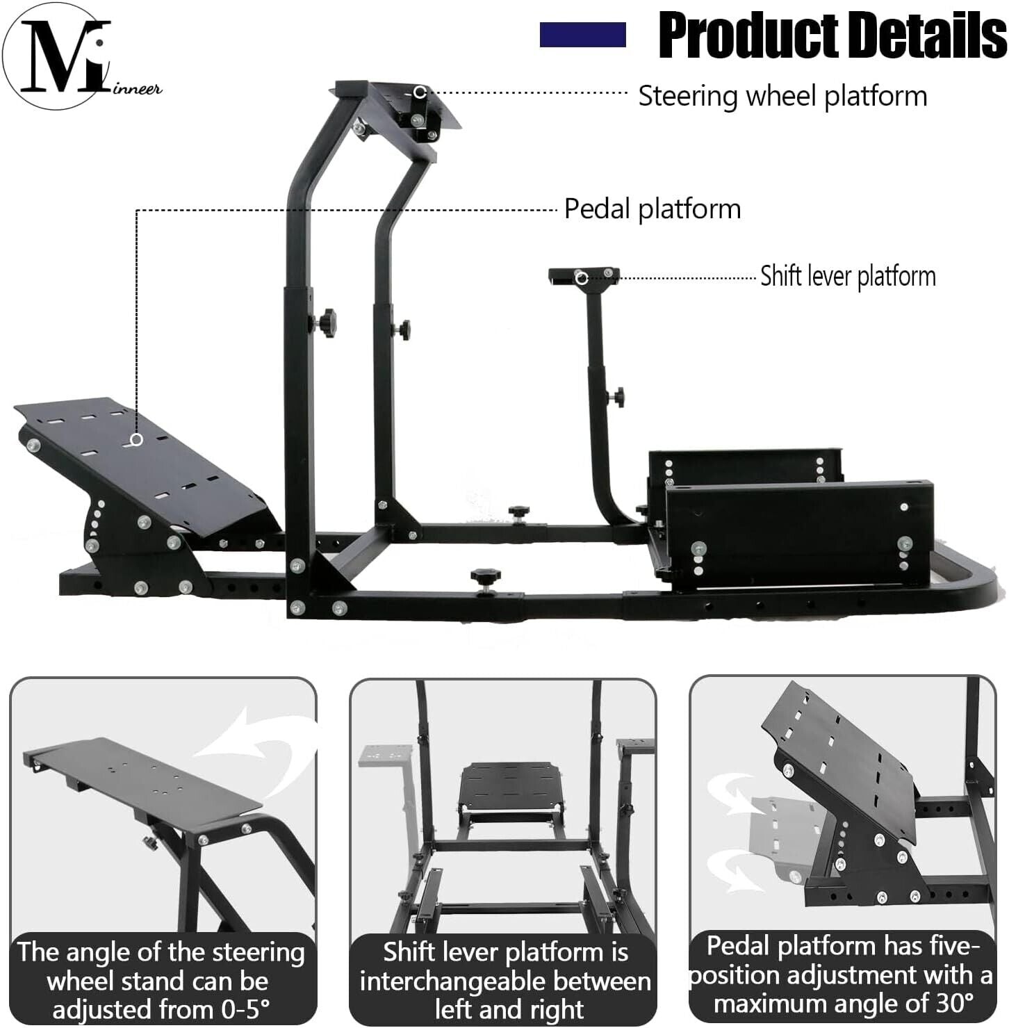 MN Driving Game Sim Racing Frame Rig for Seat Wheel Pedals Xbox PS PC Console F1