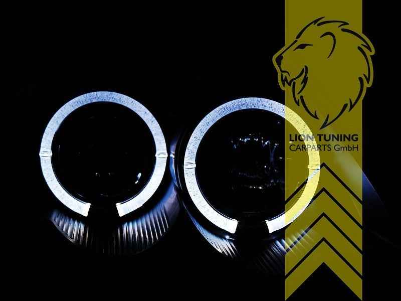LTG Pair LED DRL Halo Headlights Ford Fiesta 6 JH1 JD3 JH JD 01-05 Black LHD