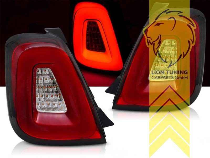 LT Pair LED Lightbar Rear Lights Tail Fiat 500 500C 595 695 312 FL Abarth Red