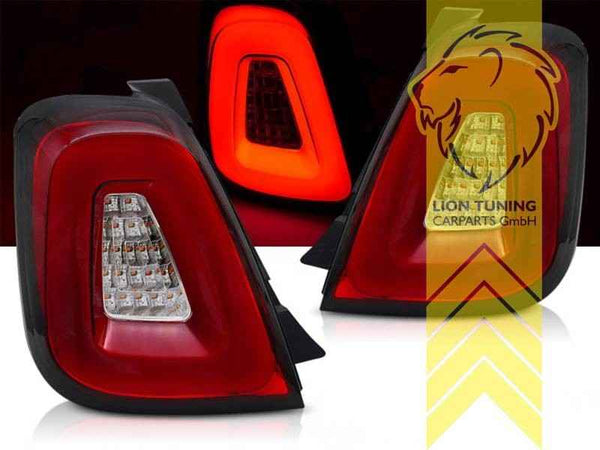 LT Pair LED Lightbar Rear Lights Tail Fiat 500 500C 595 695 312 FL Abarth Red