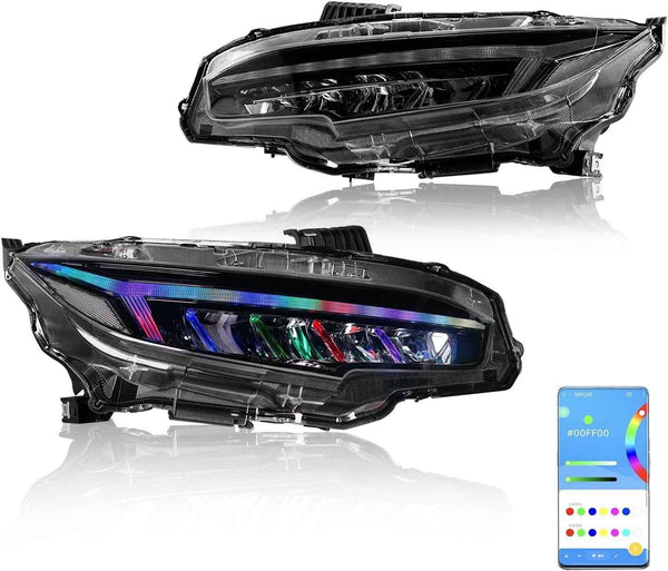 AC Pair RGB LED DRL Rear lights Tail Honda Civic 10 Seden Hatchback R 16-21