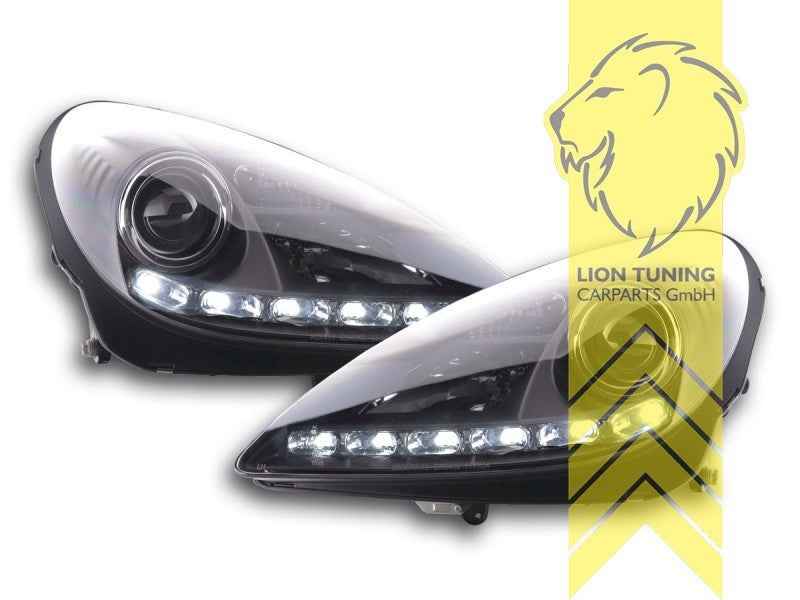 LTG Pair LED DRL Lightbar XENON Headlights Mercedes SLK R171 04-11 black LHD