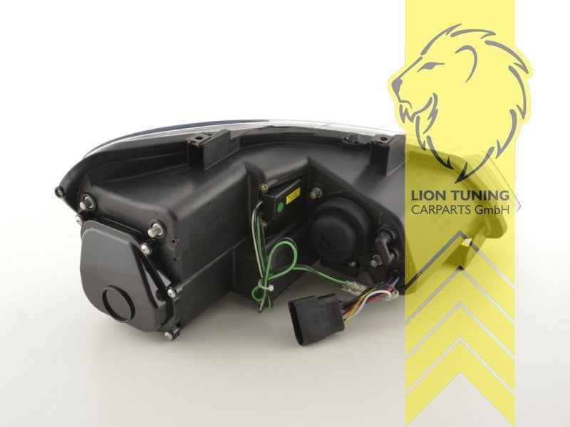 LTG Pair LED DRL Halo Lightbar Headlights VW Polo 6R 6C 09-17 Black LHD