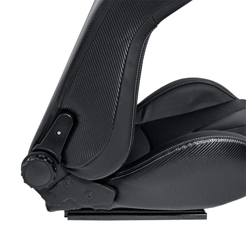 UK STOCK -ATS RK x2 Sports Bucket Seat Black Silver Stitch recline + runners