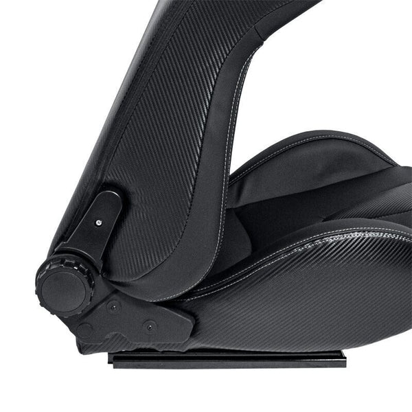 UK STOCK -ATS RK x2 Sports Bucket Seat Black Silver Stitch recline + runners