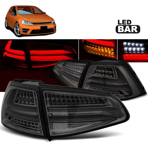 AMCP Pair LED Dynamic Rear Lights Tail Lamps VW GOLF 7 13-17 Black Smoke LHD