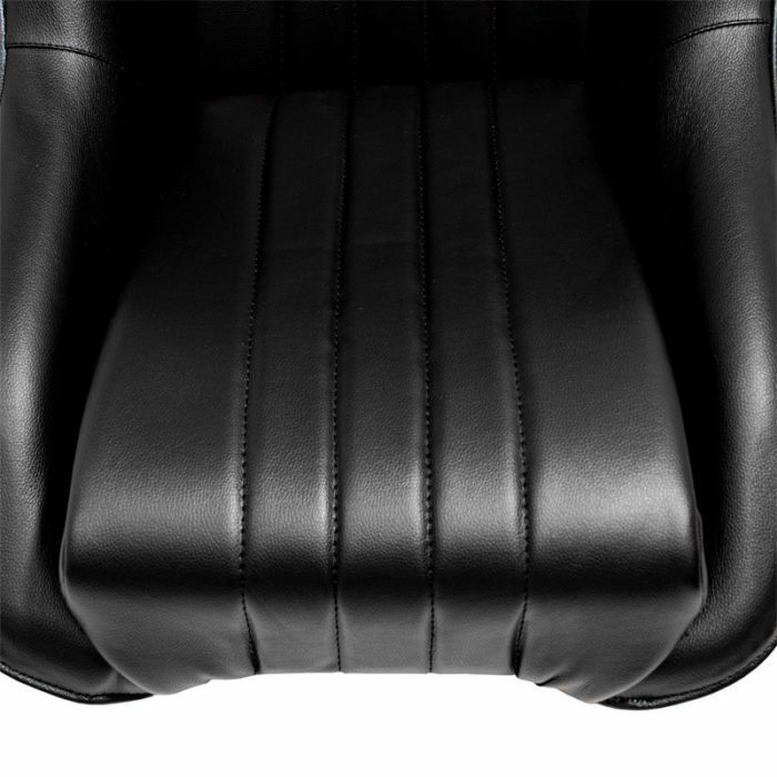 UK STOCK - Auto-Style x1 Individual Classic Car Retro Kit Sports Fixed Back Bucket Seat Black PVC / Synthetic Leather inc slide runners