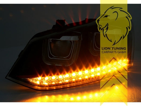 LTG Pair LED DRL Halo U Lightbar Headlights VW Polo 6R 6C 09-17 GTI LHD