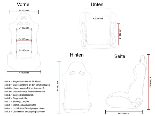 UK FK Pair Universal Fixed Back Classic Retro Bucket Seats Black White Piping