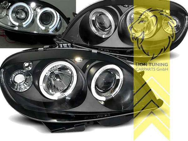 LTG Pair LED DRL Halo Headlights Citroen Saxo S0 S1 Facelift 99-04 black LHD