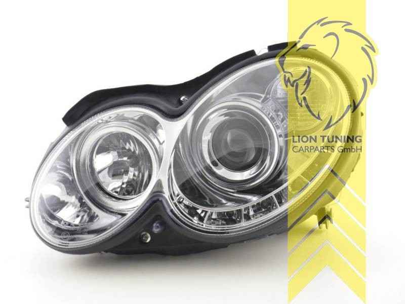LTG Pair LED DRL Headlights Mercedes CLK C209 A209 02-10 Coupe Cabrio Chrome LHD