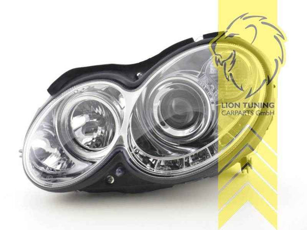 LTG Pair LED DRL Headlights Mercedes CLK C209 A209 02-10 Coupe Cabrio Chrome LHD
