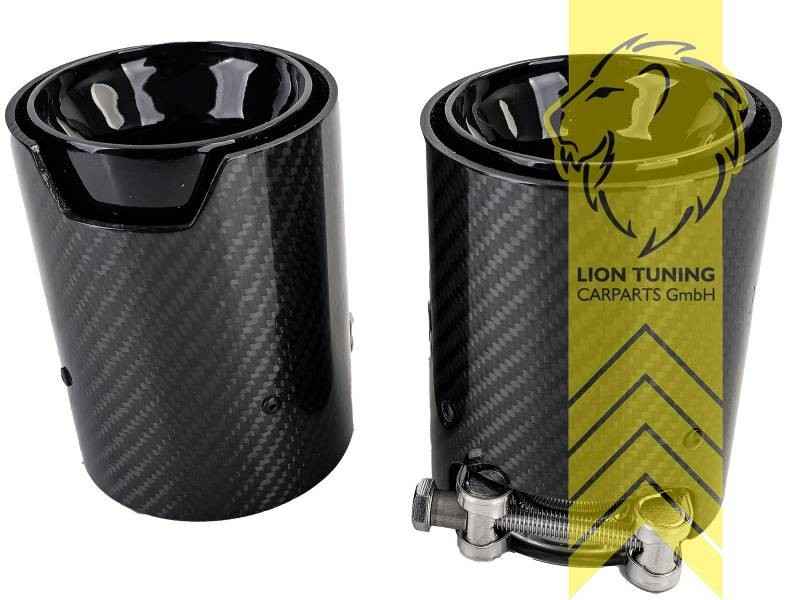 LT 2x Universal Stainless Carbon Exhaust Tailpipe Trim 90mm Silencer Finish Tips