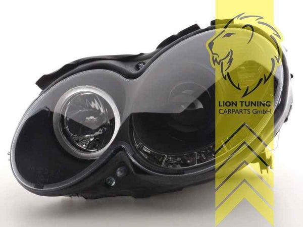 LTG Pair LED DRL Headlights Mercedes CLK C209 A209 02-10 Coupe Cabrio Black LHD