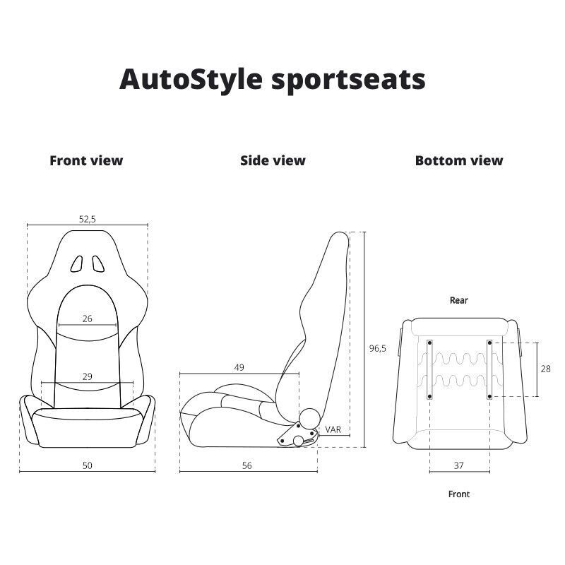 UK STOCK - ATS RK x2 Sports Bucket Seats Black Red Stitch recline + runners