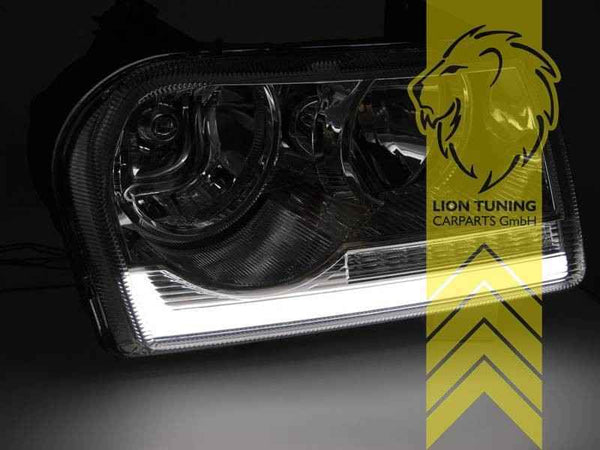 LTG Pair LED Halo DRL Headlights Chrysler 300 C Sedan LX 04+ Chrome EXPORT ONLY