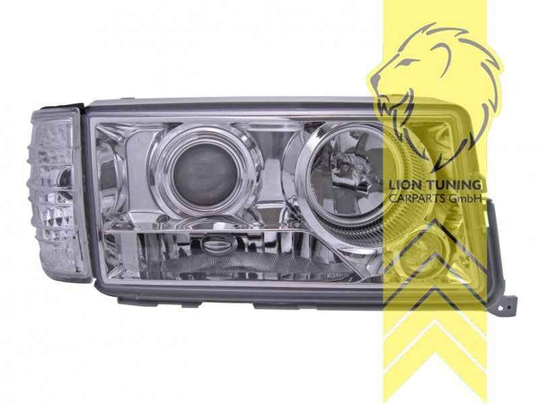 LTG Pair LED Halogen Halo Ring Aftermarket Headlights W201 190E 82-93 Chrome LHD