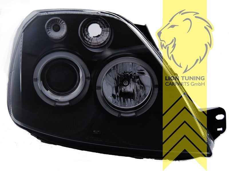LTG Pair LED DRL Halo Headlights Ford Fiesta 6 JH1 JD3 JH JD 01-05 Black LHD
