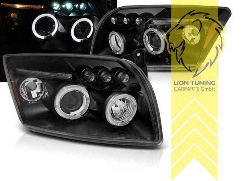 LTG Pair LED Halo DRL Headlights Dodge Caliber PK 06-11 Black EXPORT ONLY