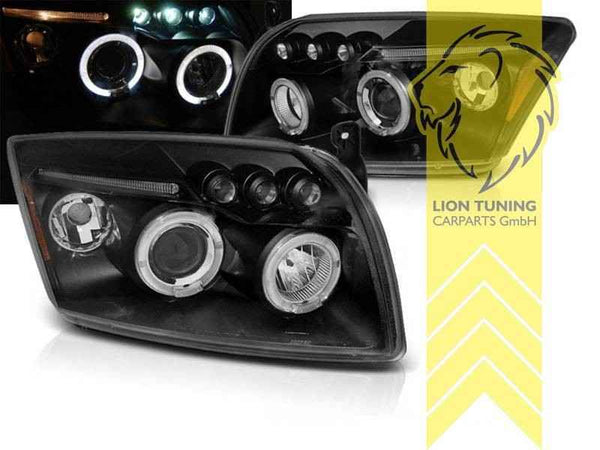 LTG Pair LED Halo DRL Headlights Dodge Caliber PK 06-11 Black EXPORT ONLY