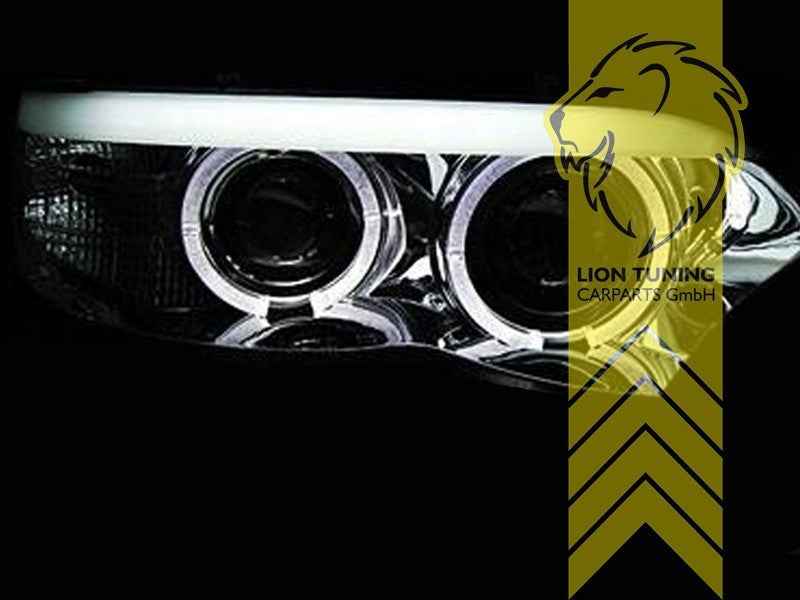 LT  Pair LED DRL Halogen Angel Eye Halo Headlights BMW X5 E53 03-06 chrome LHD