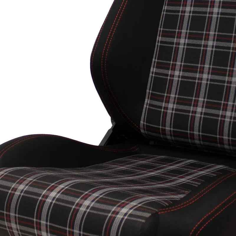 ATST x1 Universal Car Van Camper Sim Bucket Seat Black Red Check Tartan Plaid