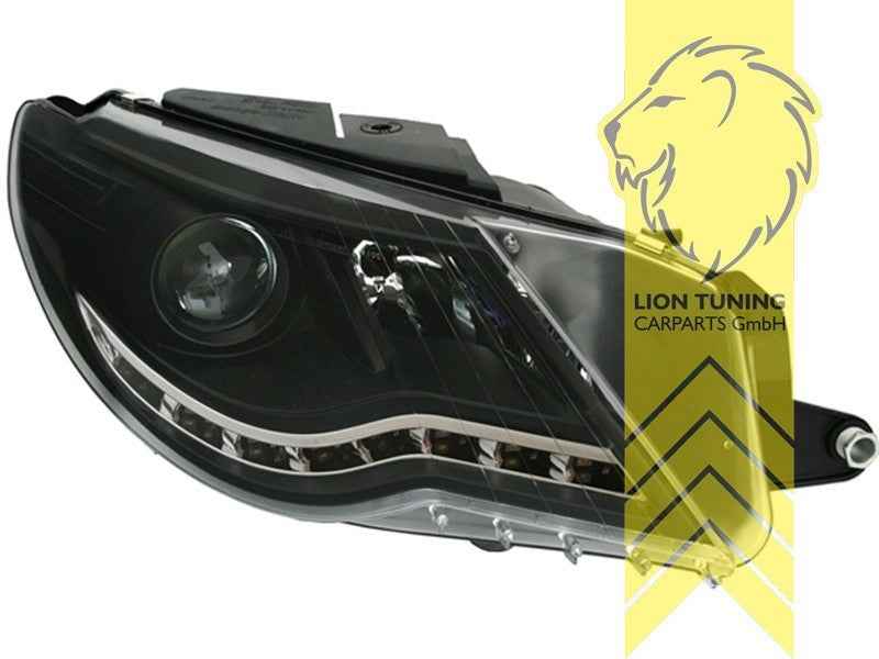 LTG Pair LED DRL Dynamic Lightbar Headlights VW Passat CC 357 08-12 Black LHD