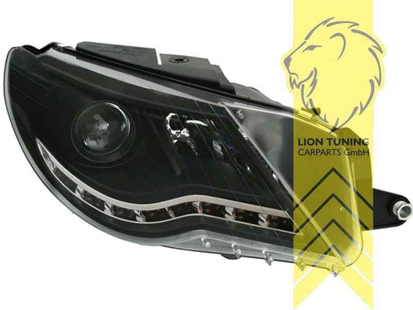 LTG Pair LED DRL Dynamic Lightbar Headlights VW Passat CC 357 08-12 Black LHD