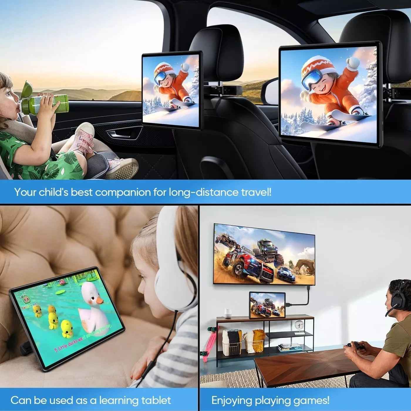 ANDRSEPRO VT-1380A 1x Headrest OLED 4K Screen 13.5" Android Apps Wifi MirrorCast