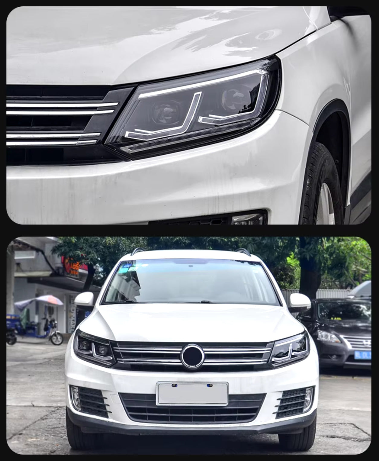 TYPY Pair Full LED DRL Lightbar Headlights VW Tiguan 2013-2016 RHD or LHD