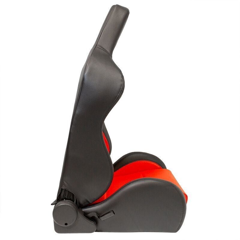 x2 Autostyle Black & Bright Red Sports Car Bucket Seats Synth Leather +slides