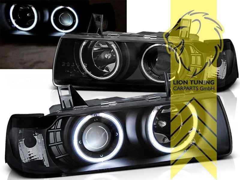 LTG Pair LED DRL Headlights BMW E36 Coupe Cabriolet Black M3 FL 92-99 LHD
