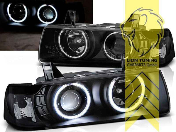 LTG Pair LED DRL Headlights BMW E36 Coupe Cabriolet Black M3 FL 92-99 LHD