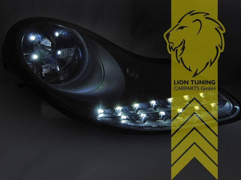 LTG Pair LED DRL Headlights Porsche 911 996 Boxster 986 Spyder 96-06 Blacked LHD