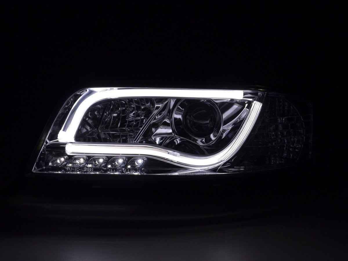 FK Pair LED DRL Lightbar Headlights Audi A6 C5 4B 01-04 Chrome RHD